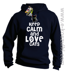 Keep Calm and Love Cats BlackFilo - bluza z kapturem granatowa