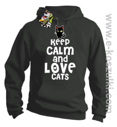 Keep Calm and Love Cats BlackFilo - bluza z kapturem szara