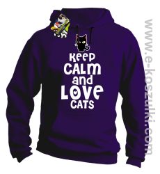 Keep Calm and Love Cats BlackFilo - bluza z kapturem fioletowa