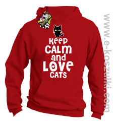 Keep Calm and Love Cats BlackFilo - bluza z kapturem czerwona