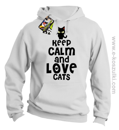 Keep Calm and Love Cats BlackFilo - bluza z kapturem biała