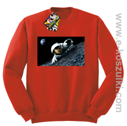 Kosmonauta na księżycu - bluza bez kaptura czerwona