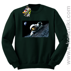 Kosmonauta na księżycu - bluza bez kaptura butelkowy zielony