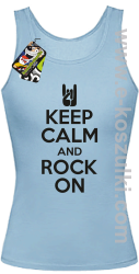 Keep calm and rock on - top damski błękitny