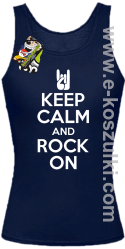 Keep calm and rock on - top damski granatowy