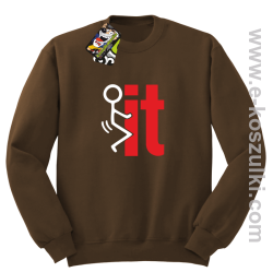 I fuck it  symbol - bluza bez kaptura brązowy