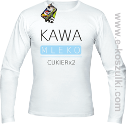 Kawa mleko cukier - longsleeve męski biały