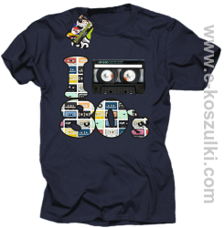 I love 80`s mix tape kaseta magnetofonowa - koszulka męska granatowa