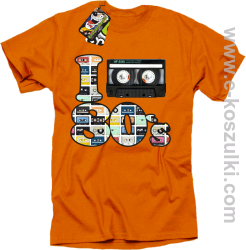 I love 80`s mix tape kaseta magnetofonowa - koszulka męska pomarańczowa