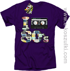I love 80`s mix tape kaseta magnetofonowa - koszulka męska fioletowa