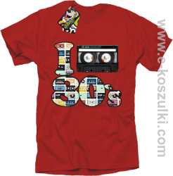 I love 80`s mix tape kaseta magnetofonowa - koszulka męska czerwona