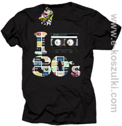 I love 80`s mix tape kaseta magnetofonowa - koszulka męska czarna
