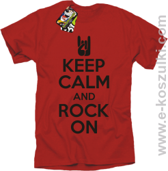Keep calm and rock on - koszulka męska czerwona