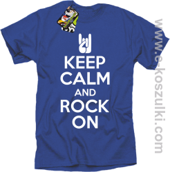 Keep calm and rock on - koszulka męska niebieska