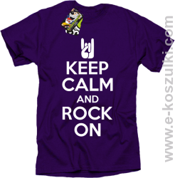 Keep calm and rock on - koszulka męska fioletowa
