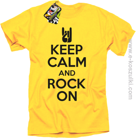 Keep calm and rock on - koszulka męska żółta