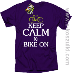 Keep Calm & Bike On - koszulka męska fioletowy
