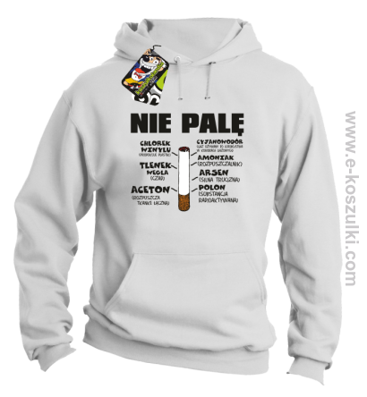 Nie palę bo to szkodzi zdrowiu - bluza z kapturem biała