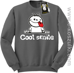 Cool smile- zabawna bluza z nadrukiem bez kaptura szara