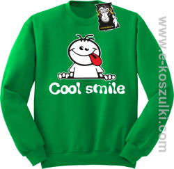 Cool smile- zabawna bluza z nadrukiem bez kaptura zielona
