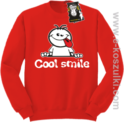 Cool smile- zabawna bluza z nadrukiem bez kaptura czerwona