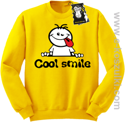 Cool smile- zabawna bluza z nadrukiem bez kaptura żółta