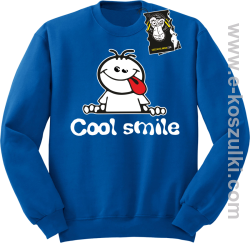 Cool smile- zabawna bluza z nadrukiem bez kaptura niebieska 