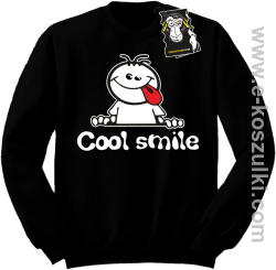 Cool smile- zabawna bluza z nadrukiem bez kaptura czarna