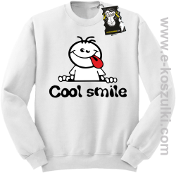 Cool smile- zabawna bluza z nadrukiem bez kaptura biała