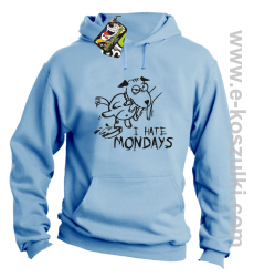 I hate mondays - bluza z kapturem błękitny