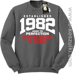 Established aged to perfection - bluza z dowolnym nadrukiem bez kaptura szara