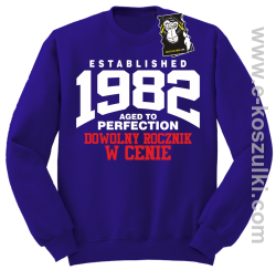 Established aged to perfection - bluza z dowolnym nadrukiem bez kaptura fioletowa