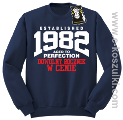 Established aged to perfection - bluza z dowolnym nadrukiem bez kaptura granatowa