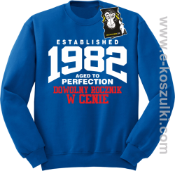 Established aged to perfection - bluza z dowolnym nadrukiem bez kaptura niebieska