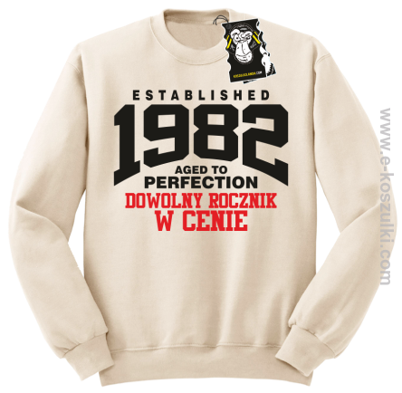 Established aged to perfection - bluza z dowolnym nadrukiem bez kaptura beżowa