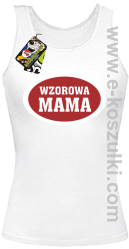 Wzorowa mama plakietka - top damski biały