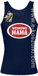 Wzorowa mama plakietka - top damski granatowy