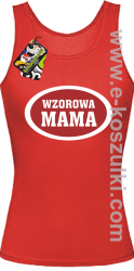 Wzorowa mama plakietka - top damski czerwony