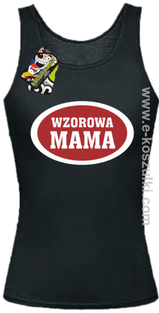 Wzorowa mama plakietka - top damski czarny