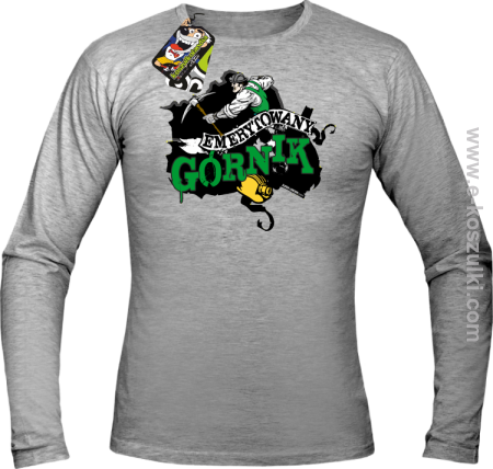 Emerytowany górnik Zielony Górniczy - longsleeve męski 