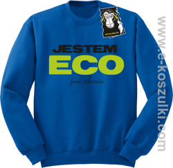 Jestem ECO jem zdrowo - bluza z napisem  bez kaptura niebieska