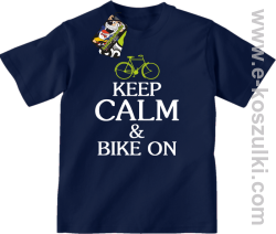 Keep Calm & Bike On - koszulka dziecięca granatowy