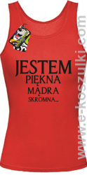 Jestem piękna mądra skromna - top damski czerwony