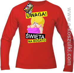 UWAGA Święta na Bogato Różowa Dżoana - longsleeve męski czerwony