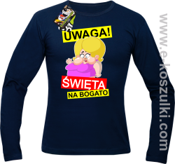 UWAGA Święta na Bogato Różowa Dżoana - longsleeve męski granatowy