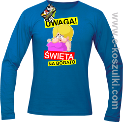 UWAGA Święta na Bogato Różowa Dżoana - longsleeve męski niebieski