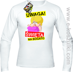 UWAGA Święta na Bogato Różowa Dżoana - longsleeve męski biały