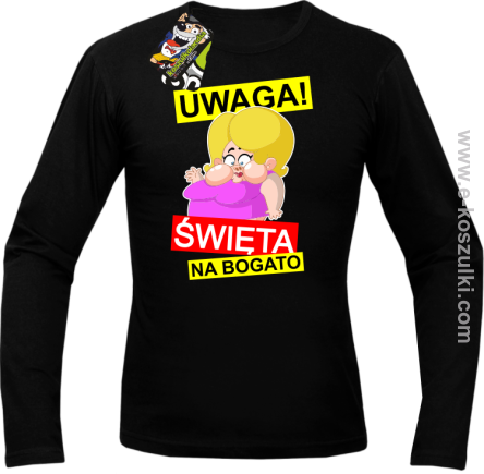 UWAGA Święta na Bogato Różowa Dżoana - longsleeve męski czarny