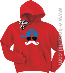 Wąsacz w czapce bluza dziecięca - czerwony