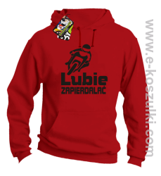 Lubie zapierdalać - bluza z kapturem czerwony